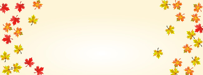 Golden Plant Background Beige Vector. Floral Seasonal Design. Red Realistic Leaf. Tree Foliage Illustration.