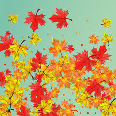 Colorful Plant Background Green Vector. Leaves Shape Frame. Ocher October Floral. Paper Foliage Design.