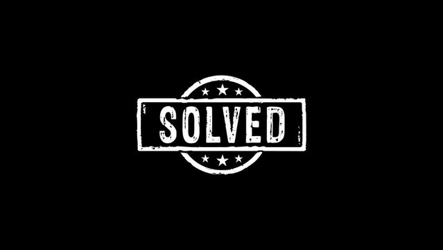 Solved stamp and stamping impact isolated animation. Problem solution 3D rendered concept. Alpha matte channel.
