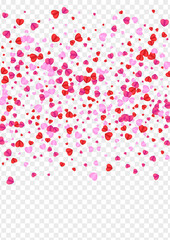 Tender Heart Background Transparent Vector. Anniversary Backdrop Confetti. Violet Volume Texture. Red Confetti Art Pattern. Fond Birthday Frame.