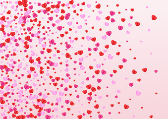 Fototapeta na wymiar Purple Confetti Background Pink Vector. Honeymoon Backdrop Heart. Lilac Drop Frame. Violet Heart Art Pattern. Pinkish February Texture.