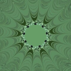 intricate floral fantasy in shades of green inspired by fractal mathematical equations
