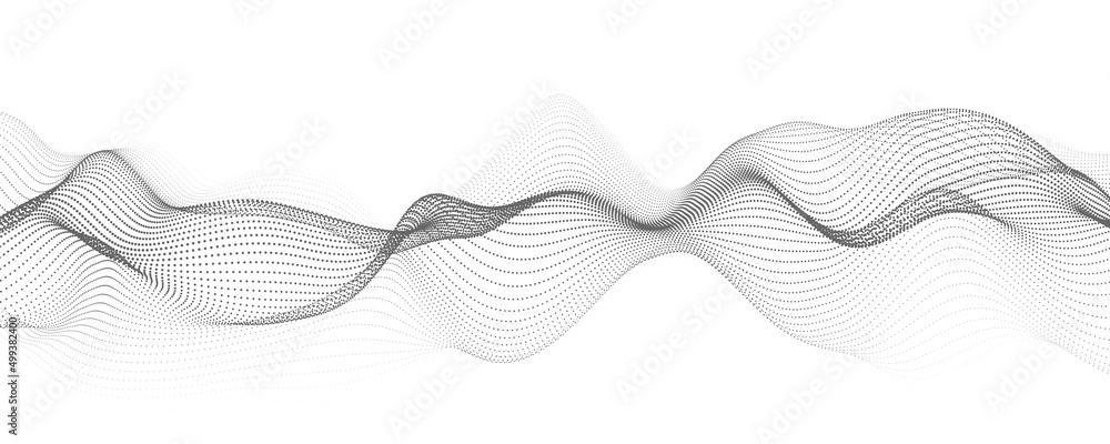 Aufkleber digital dynamic wave of particles. vector abstract white futuristic background. big data visualizati