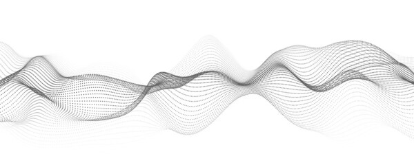 Digital dynamic wave of particles. Vector abstract white futuristic background. Big data visualization.
