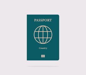 International passport and on white background flat vector illustration.