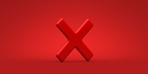 Obraz premium 3d icon red cross mark isolate on green background. 3d illustration