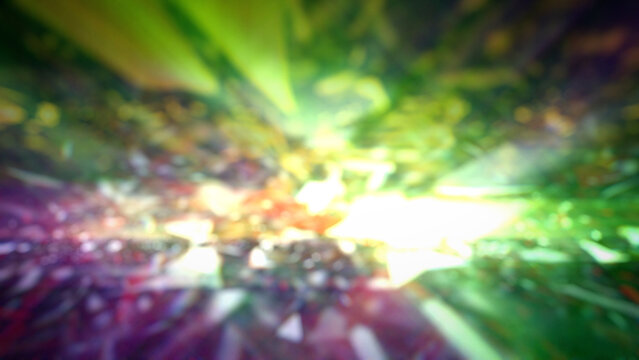 bokeh green and purple diamond refraction lights backdrop - abstract 3D illustration
