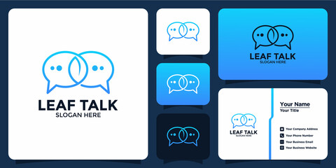 talk logo combination of leaves and branding card