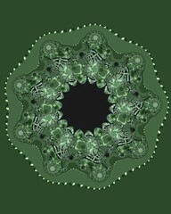intricate floral fantasy in shades of green inspired by fractal mathematical equations