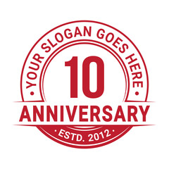 10 years anniversary logo design template. 10th anniversary celebrating logotype. Vector and illustration.
