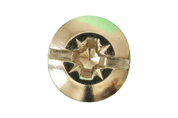 Screw cap on a light background. Top view of the screw head. isolated.