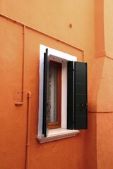 Italy, Veneto: Open Window in Burano Island.