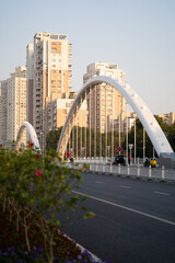 Fototapeta premium Arcs of the modern bridge in Wenzhou China