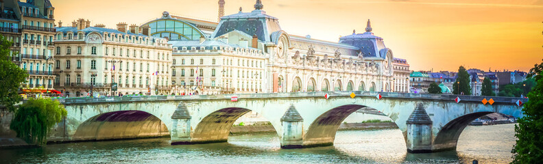 Orsay museum and river Siene, France - obrazy, fototapety, plakaty