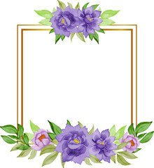 set of purple rose gold frame geometric line watercolor