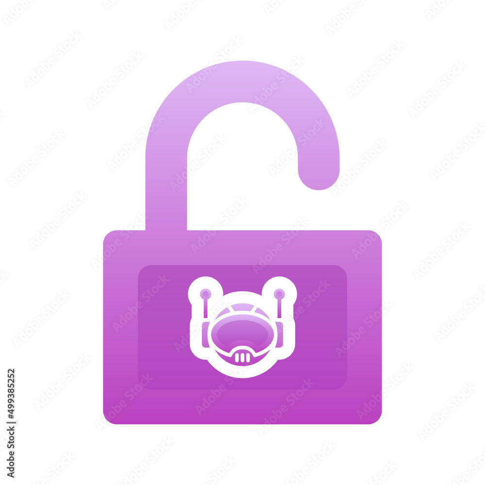 Poster robot unlock gradient logo design template icon