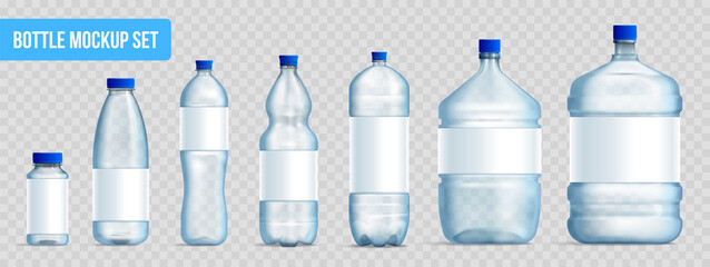 Plastic Bottle Mockup Realistic Set