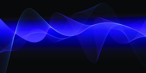 Purple abstract background, wavy lines blue on dark background,vector illustration.