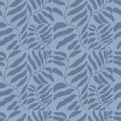 Fototapeta na wymiar Vector seamless pattern with elegant plant branch Matisse inspired.Graphic background, branches with leaves. Сontemporary texture