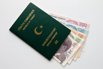turkey-istanbul 02.17.2019 turkey passport and money