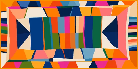 Tableau sur plexiglas Style bohème Hand drawn geometric ethnic style pattern. Dynamic abstract shapes. Fashionable template for design.   © Irina