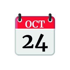October 24 Calendar Icon. Calendar Icon with white background. Flat style. Date, day and month