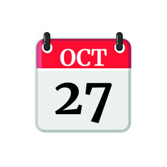 October 27 Calendar Icon. Calendar Icon with white background. Flat style. Date, day and month