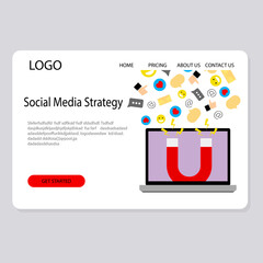 Social media strategy landing page, modern business service concept