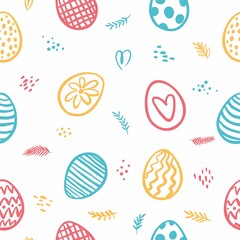 Vector pattern of Easter eggs drawn by hand