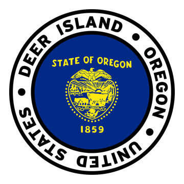 Round Deer Island Oregon United States Flag Clipart