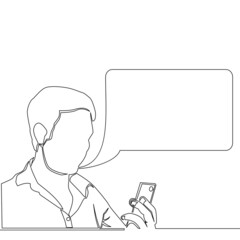 Continuous line man chatting on the smartphone