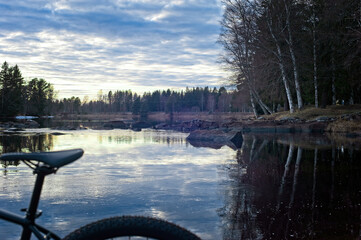 Bicycle near a river.