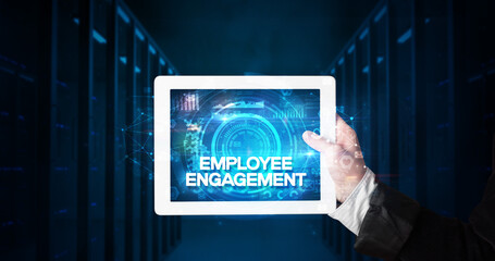 Person holding tablet, business concept