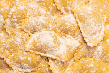 Raw ravioli as background. Healthy italian food.