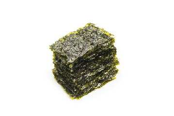 Tasty nori seaweed isolated on white.