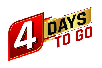 4 days to go countdown left days banner isolated on white background. Sale concept. Vector illustration. - obrazy, fototapety, plakaty