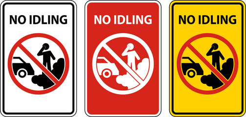 No Idling Sign On White Background