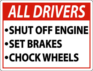 Truck Driver Parking Checklist Sign On White Background