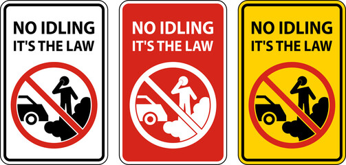 No Idling It's The Law Sign On White Background