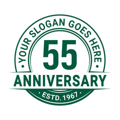 55 years anniversary logo design template. 55th anniversary celebrating logotype. Vector and illustration.
