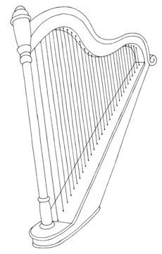 Harp isolated graphic black white sketch illustration vector