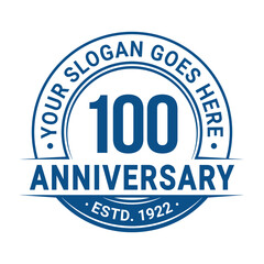 Fototapeta premium 100 years anniversary logo design template. 100th anniversary celebrating logotype. Vector and illustration. 