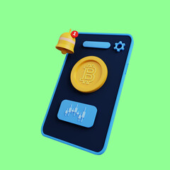 3d render bitcoin smartphone