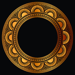 Luxury golden circle frame with vintage mandala gold circular pattern or gold mandala background