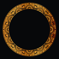 Luxury golden circle frame with vintage mandala gold circular pattern or gold mandala background