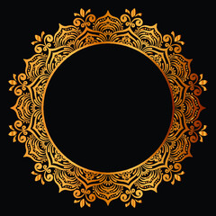 Luxury golden circle frame with vintage mandala gold circular pattern or gold mandala background