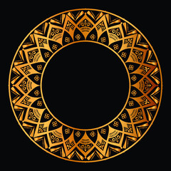Luxury golden circle frame with vintage mandala gold circular pattern or gold mandala background