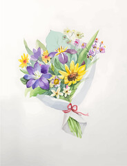 Aesthetic Flower Bouquet Vector, Wedding Bouquet Drawing Watercolor, Bouquet Of Flower Hand Drawn