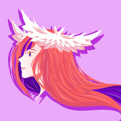 long haired valkyrie vector illustration