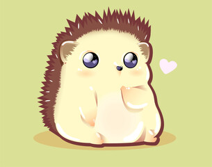cute baby hedgehog on flat background